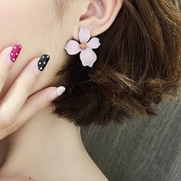 Jewelry - 5 for $25 Pink Color Flower Statement Earrings